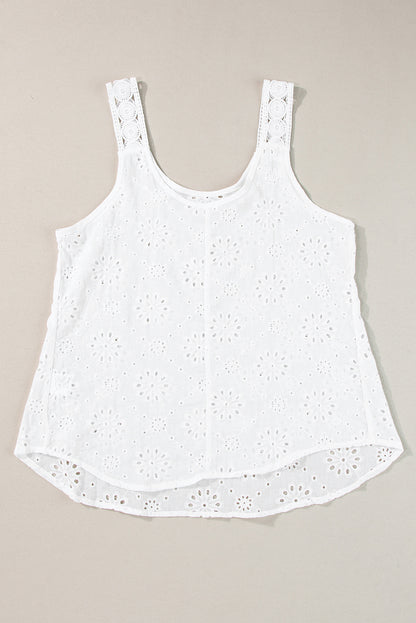 Chic white eyelet embroidered tank for effortless elegance