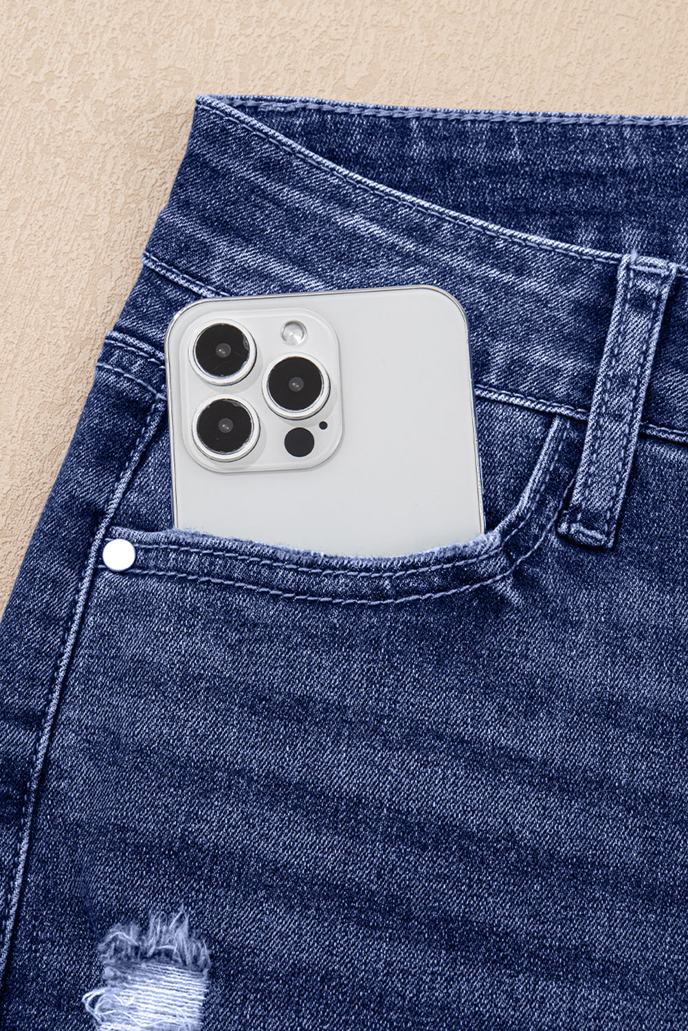 Real Teal Folded Cuffs Distressed Straight High Waist Jeans Love Salve