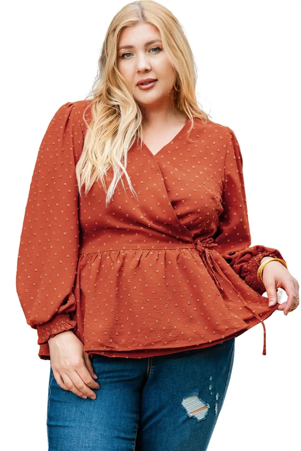 Gold Flame Plus Size Wrap Blouse - Love Salve 