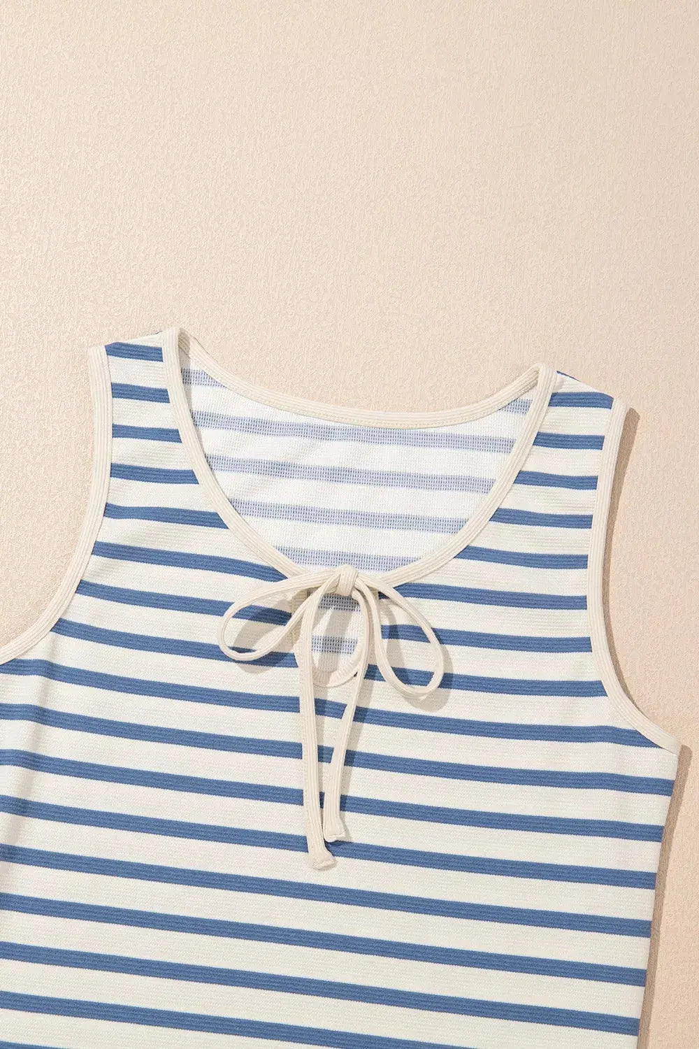 Stripe Tie V Neck Sleeveless Side Slit Midi Dress Simply Love