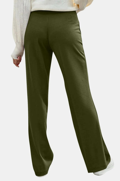 Button-Detail High Waist Trousers