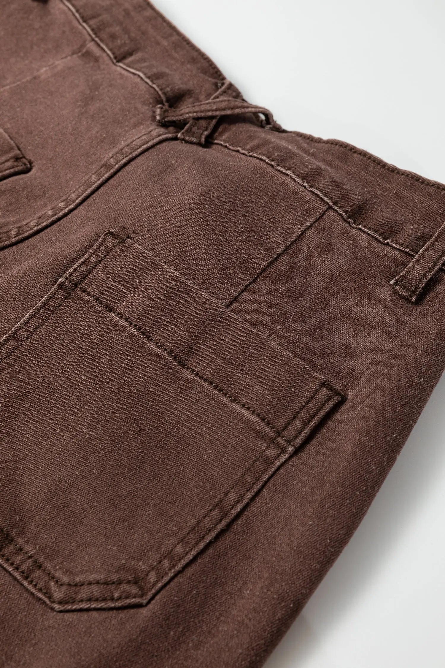 Dark Brown Retro Washed Patch Pocket Loose Jeans for Men Dear-Lover Dropshipping