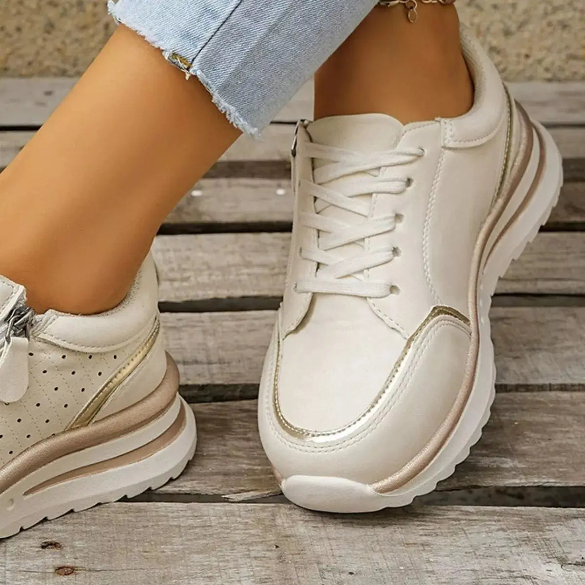 Round Toe Lace Up Sneakers Simply Love