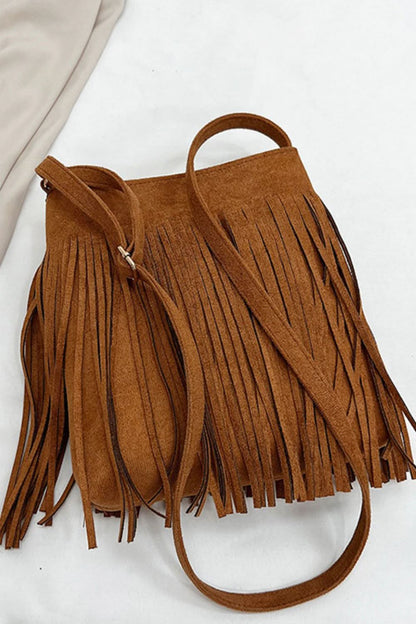 Chic suede fringe crossbody bag