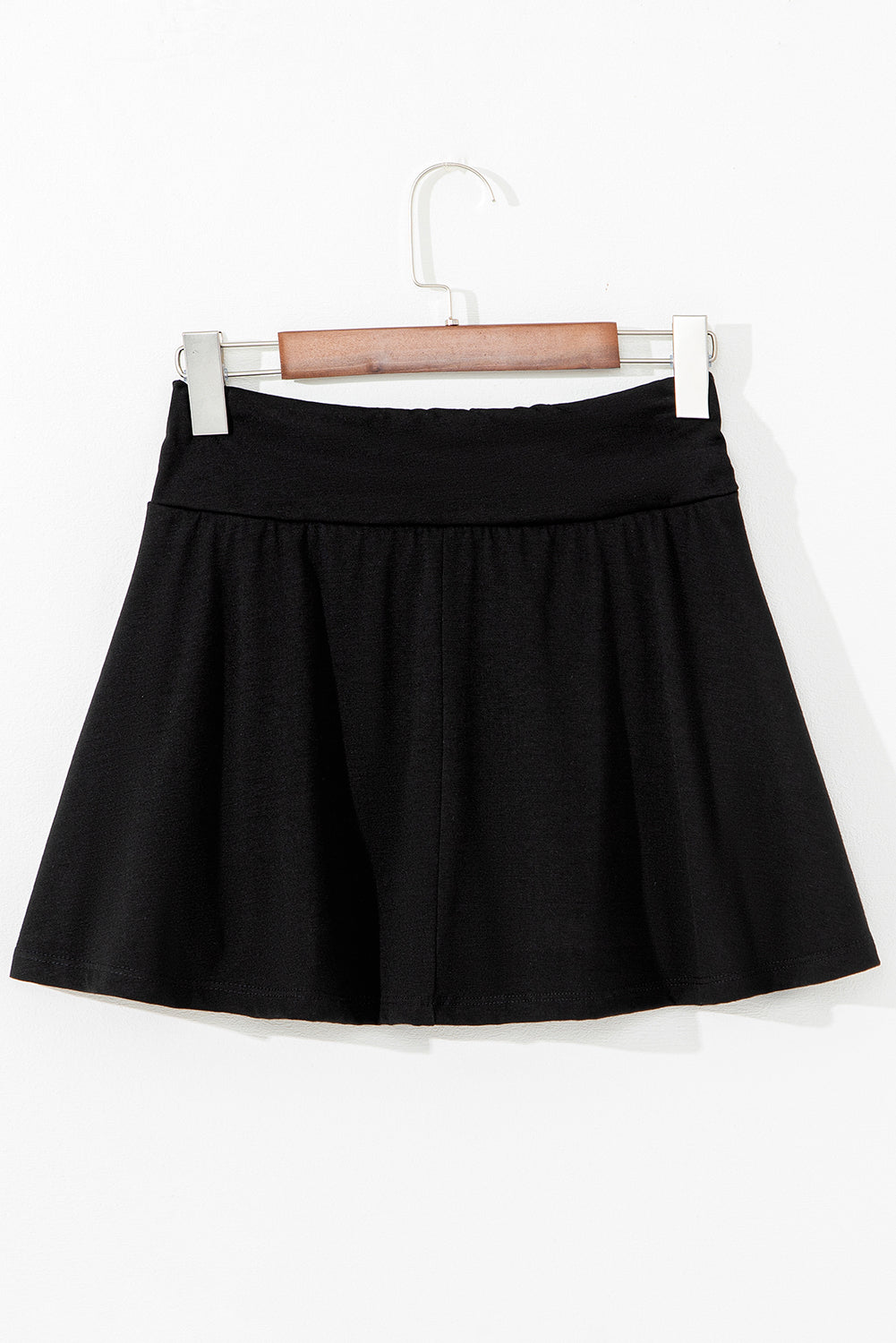 Black High-Waisted Ruched Skort with Built-In Shorts