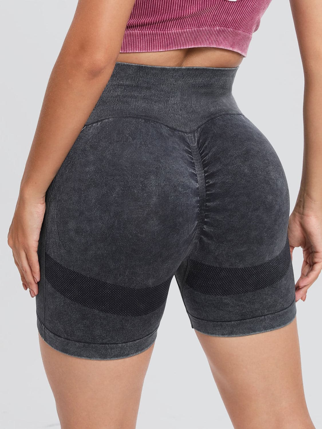 Washed High Waist Active Shorts.