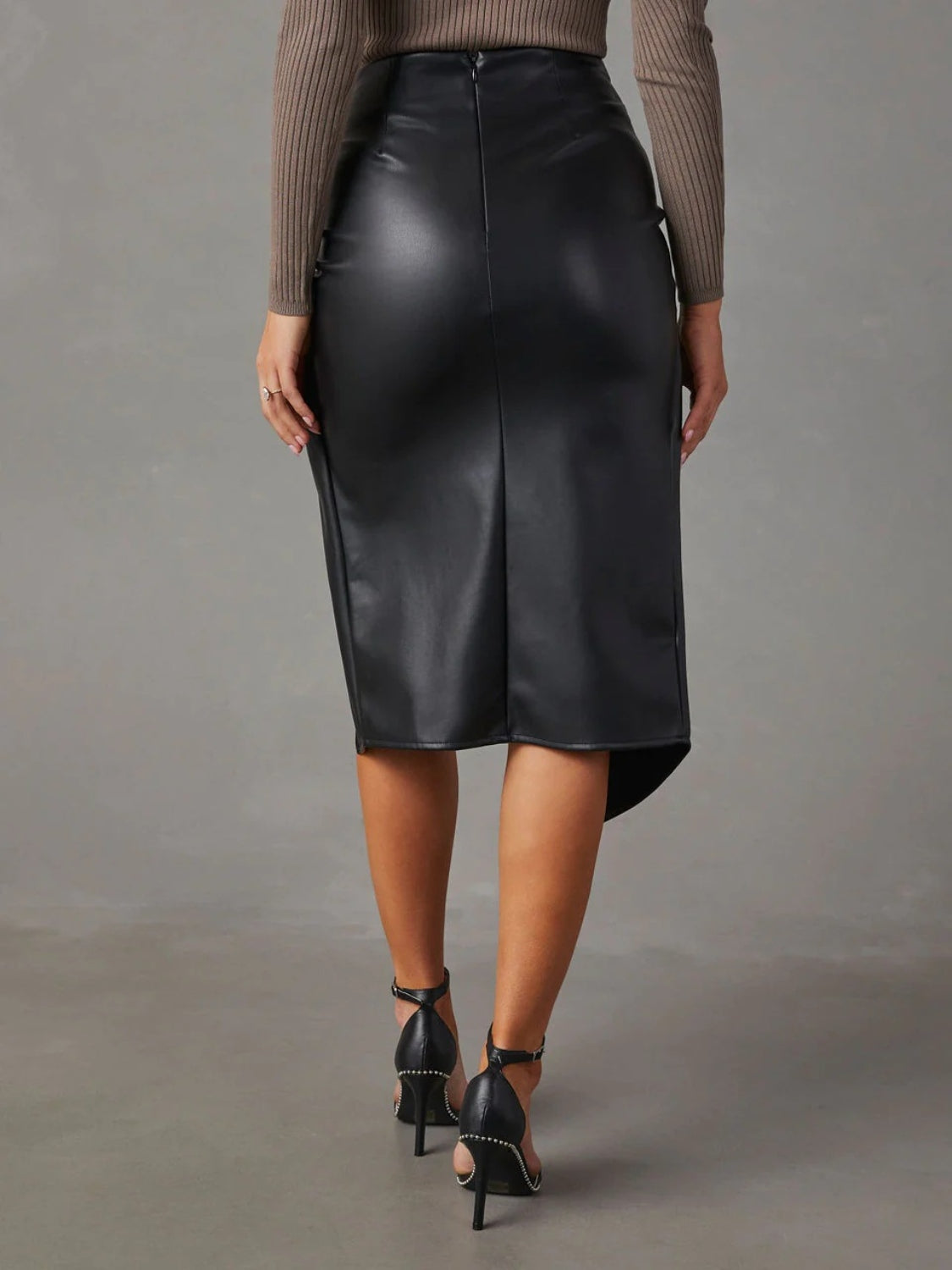 Twist & Slay High Waist Faux Leather Skirt Coco’s Tee Boutique