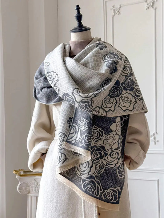 Rose Pattern Warm Scarf Simply Love