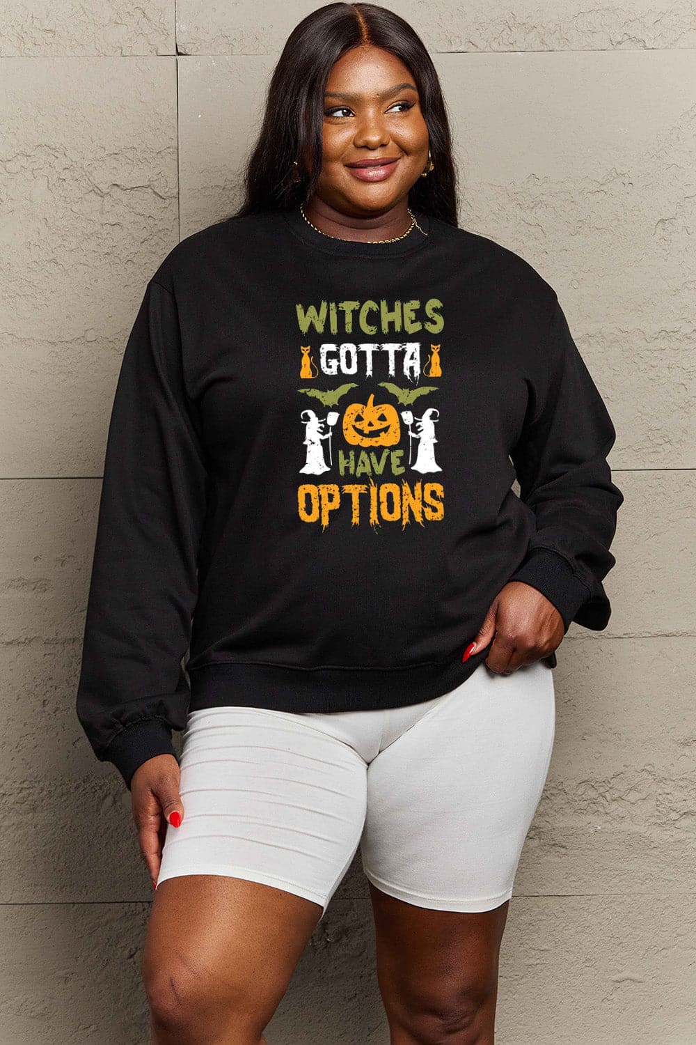 Simply Love Full Size Graphic Drop Shoulder Sweatshirt.