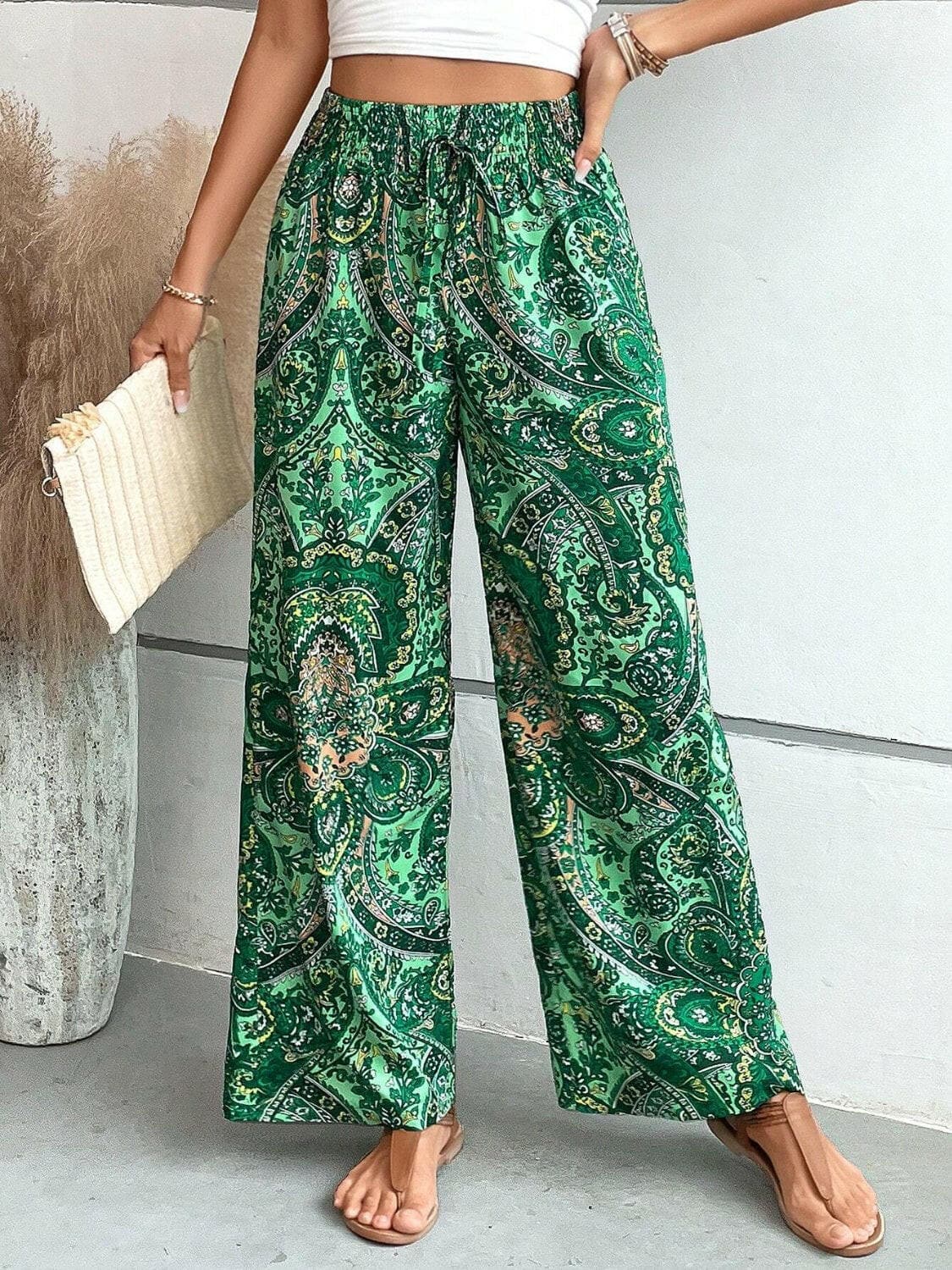 Printed Wide Leg Pants.