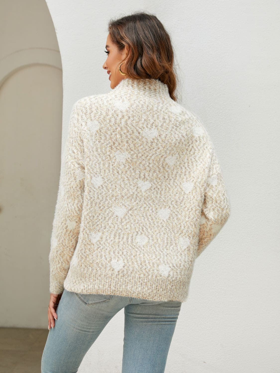 Heart Mock Neck Sweater.