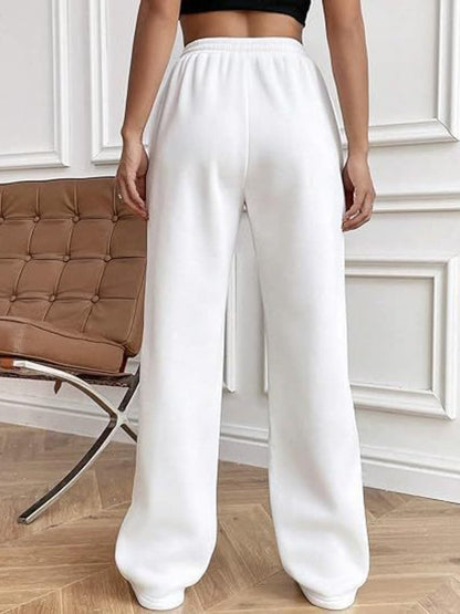 Versatile drawstring wide-leg trousers with convenient pockets