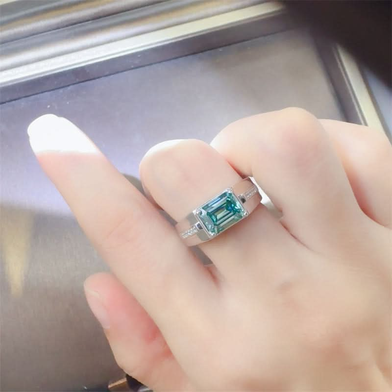 Elegant 3 Carat Moissanite and Sterling Silver Rectangle Ring