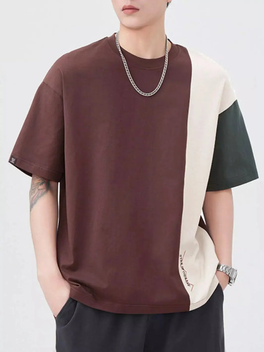 Men's Plus Size Color Block Casual T-Shirt Simply Love