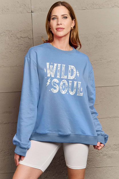 Simply Love Full Size WILD SOUL Graphic Sweatshirt.