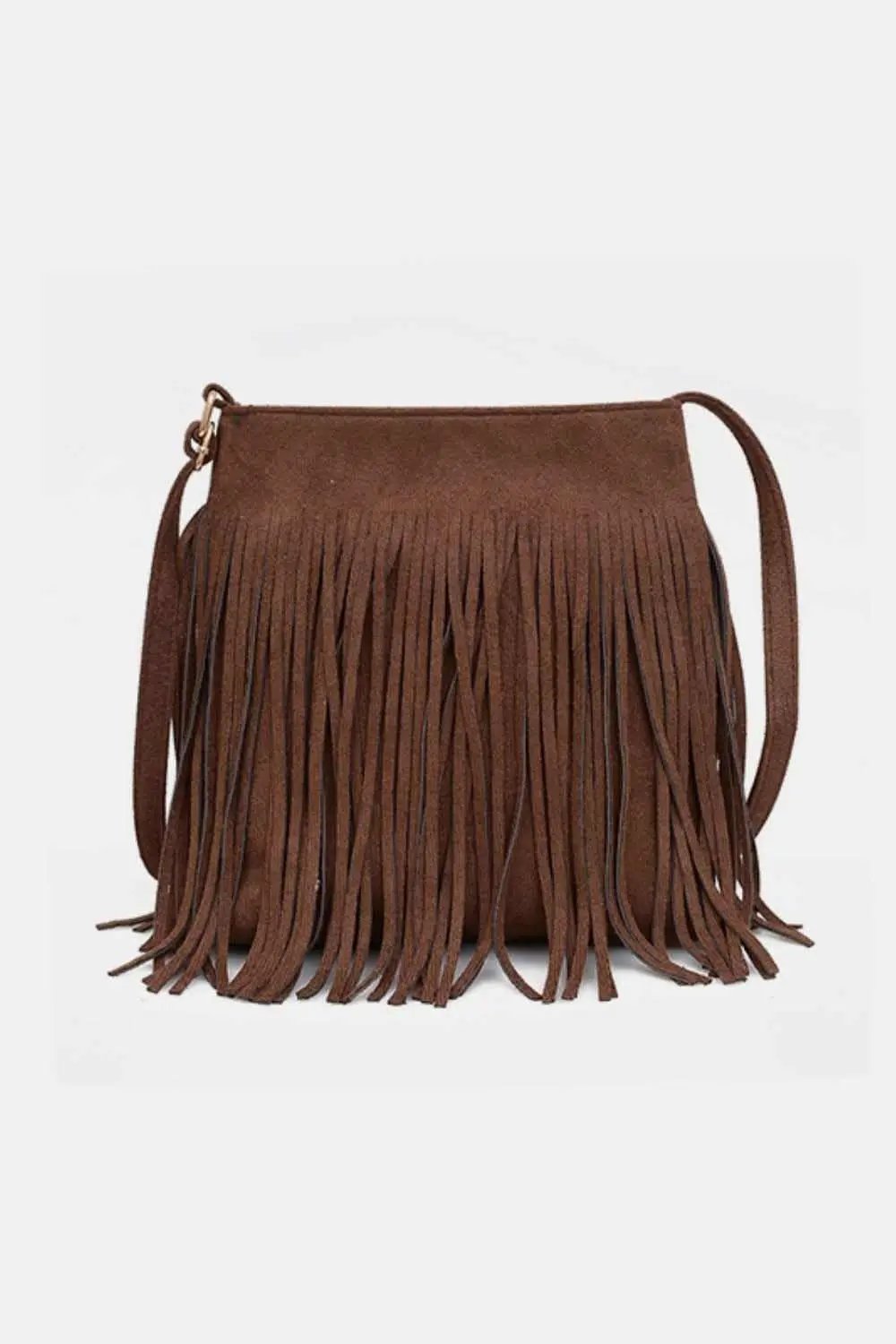Suede fringe crossbody bag - small - Love Salve 