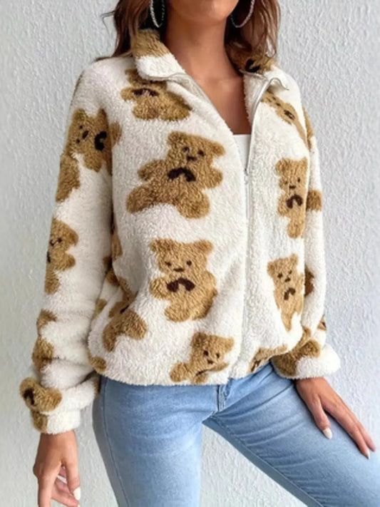 Teddy Bear Fuzzy Zip-Up Jacket Simply Love