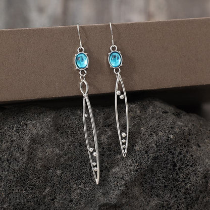 Alloy Rhinestone Asymmetric Earrings.