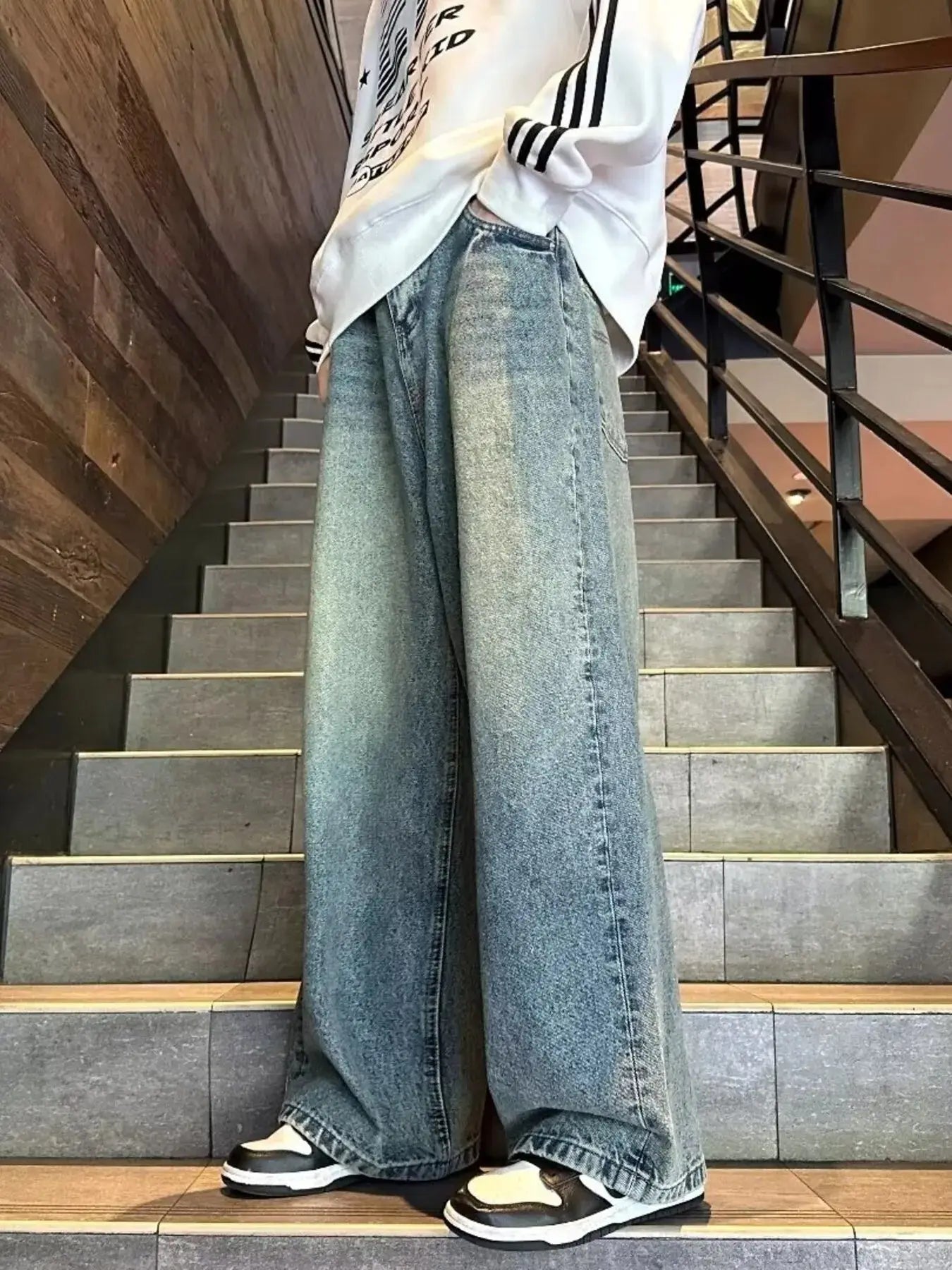 Men's Full Size Vintage Wash Wide Leg Jeans Plus Size Simply Love
