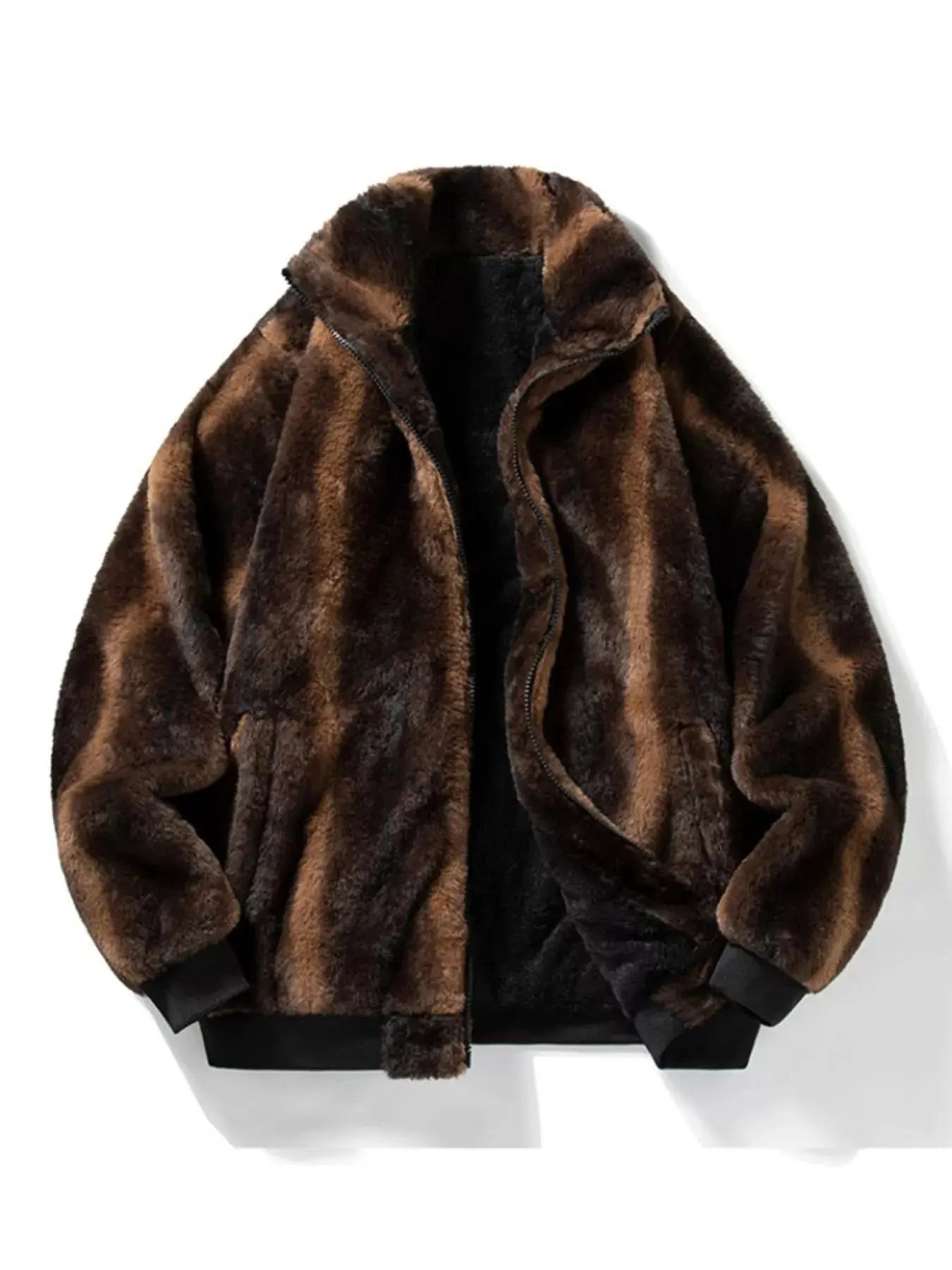 Men's Warm Faux Fur Zip Up Jacket Simply Love