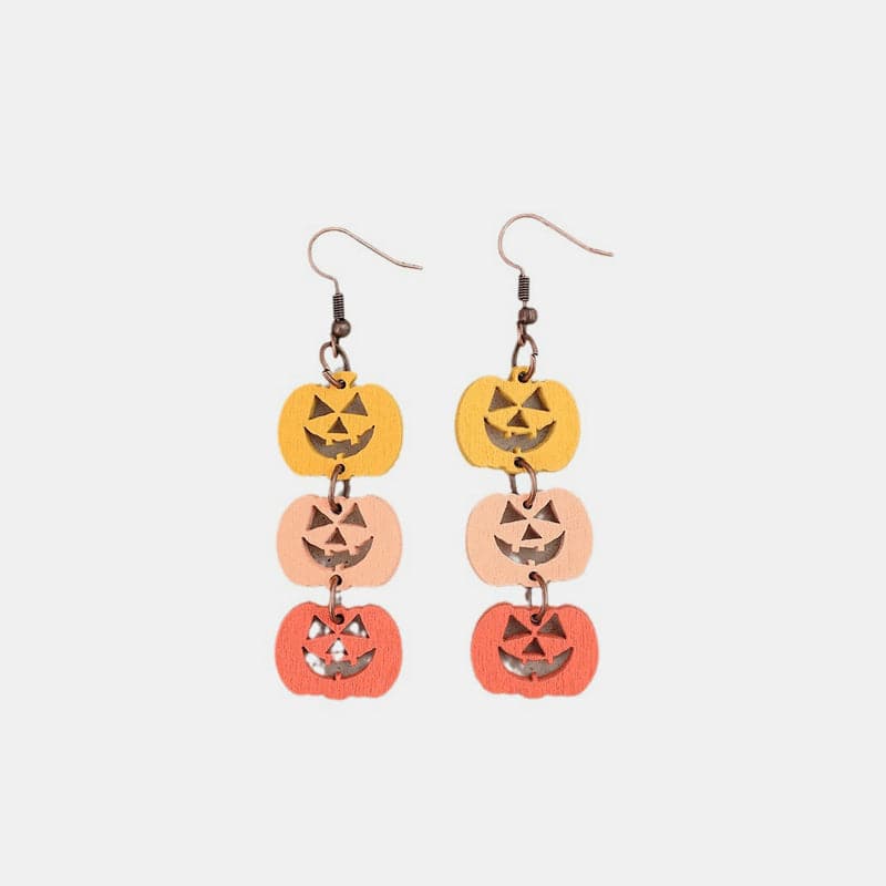 Wooden Contrast Pumpkin Earrings.