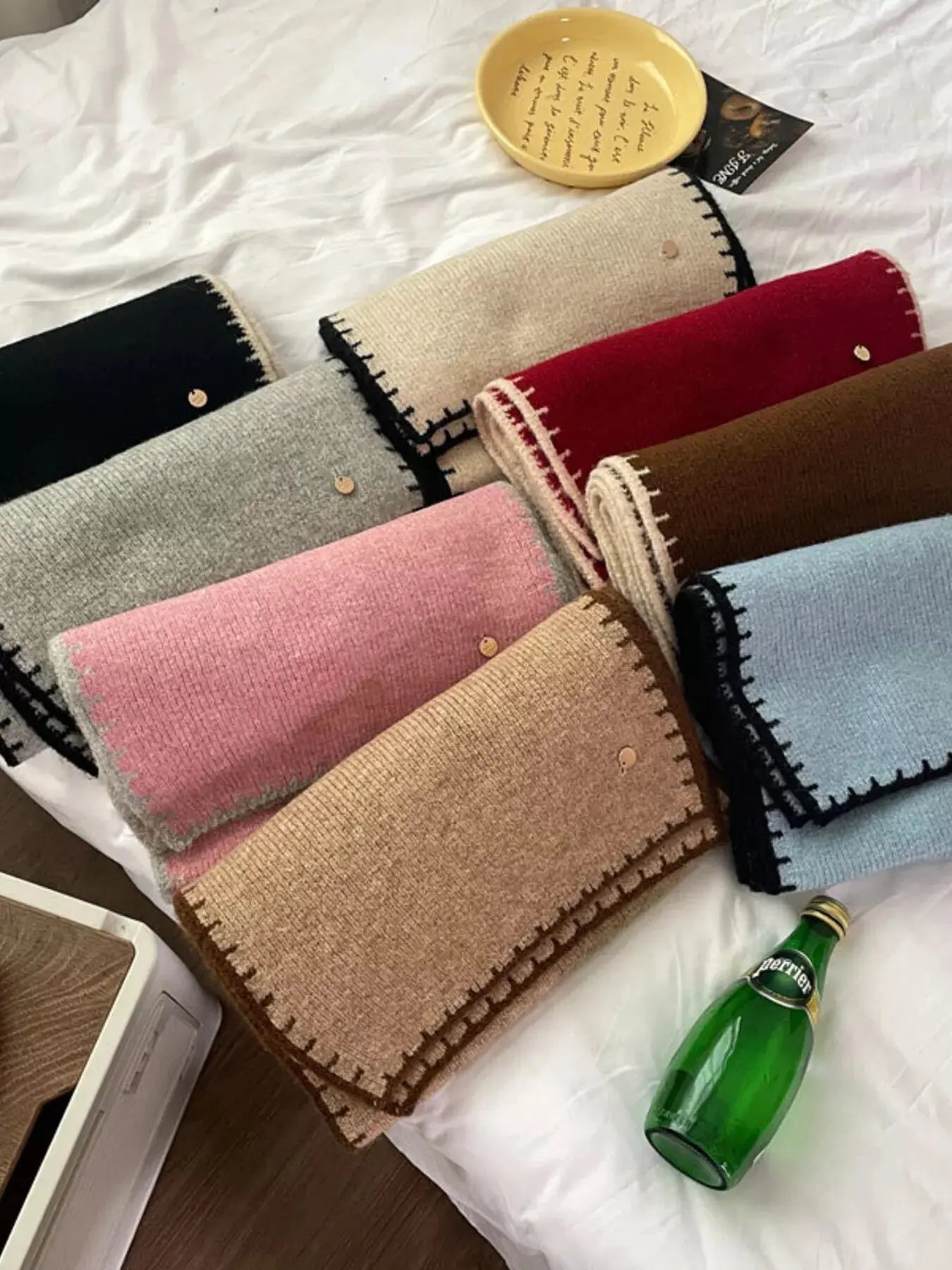 Contrast Trim Knit Scarf Simply Love