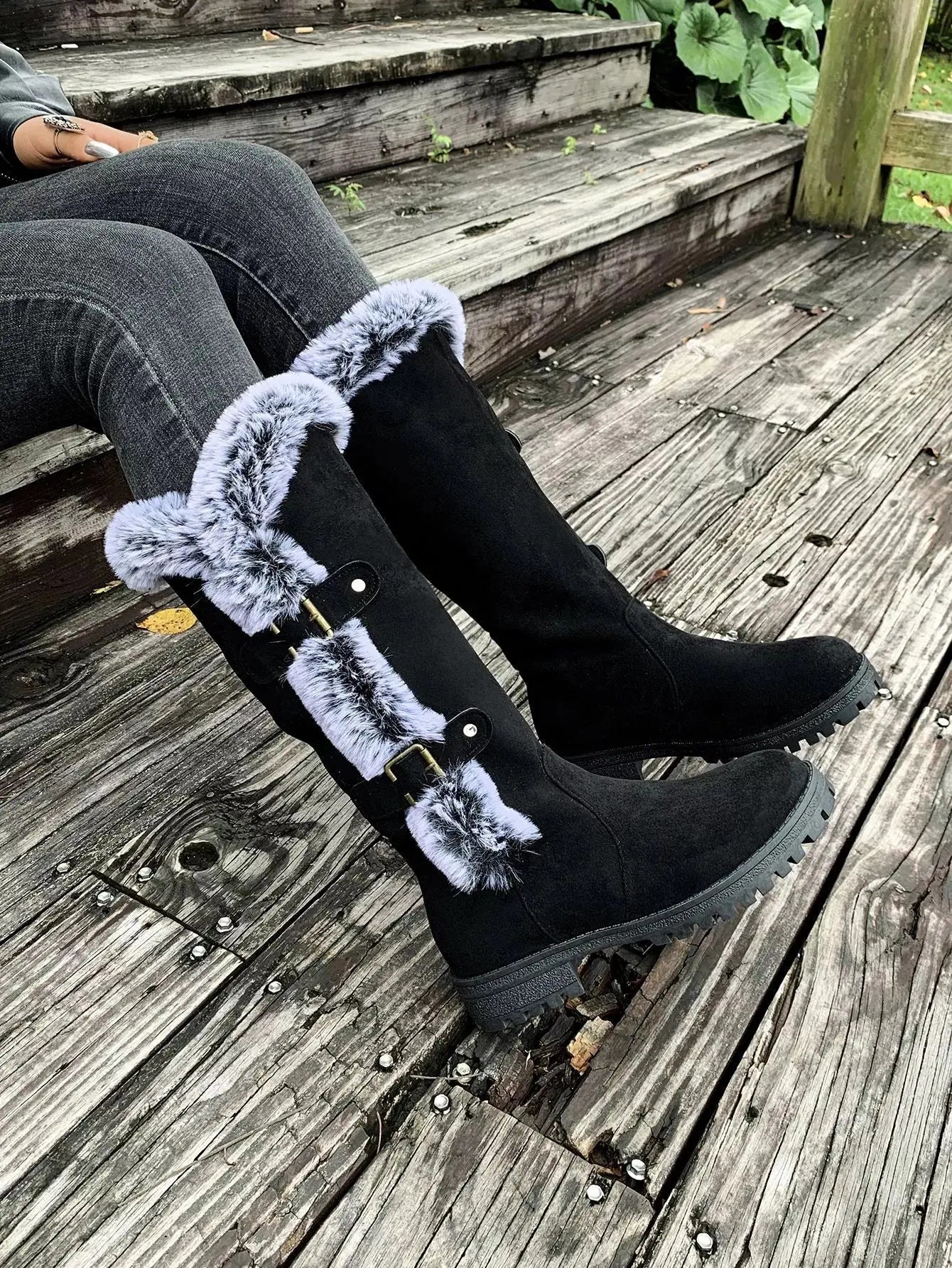 Round Toe Block Heels Boots Simply Love