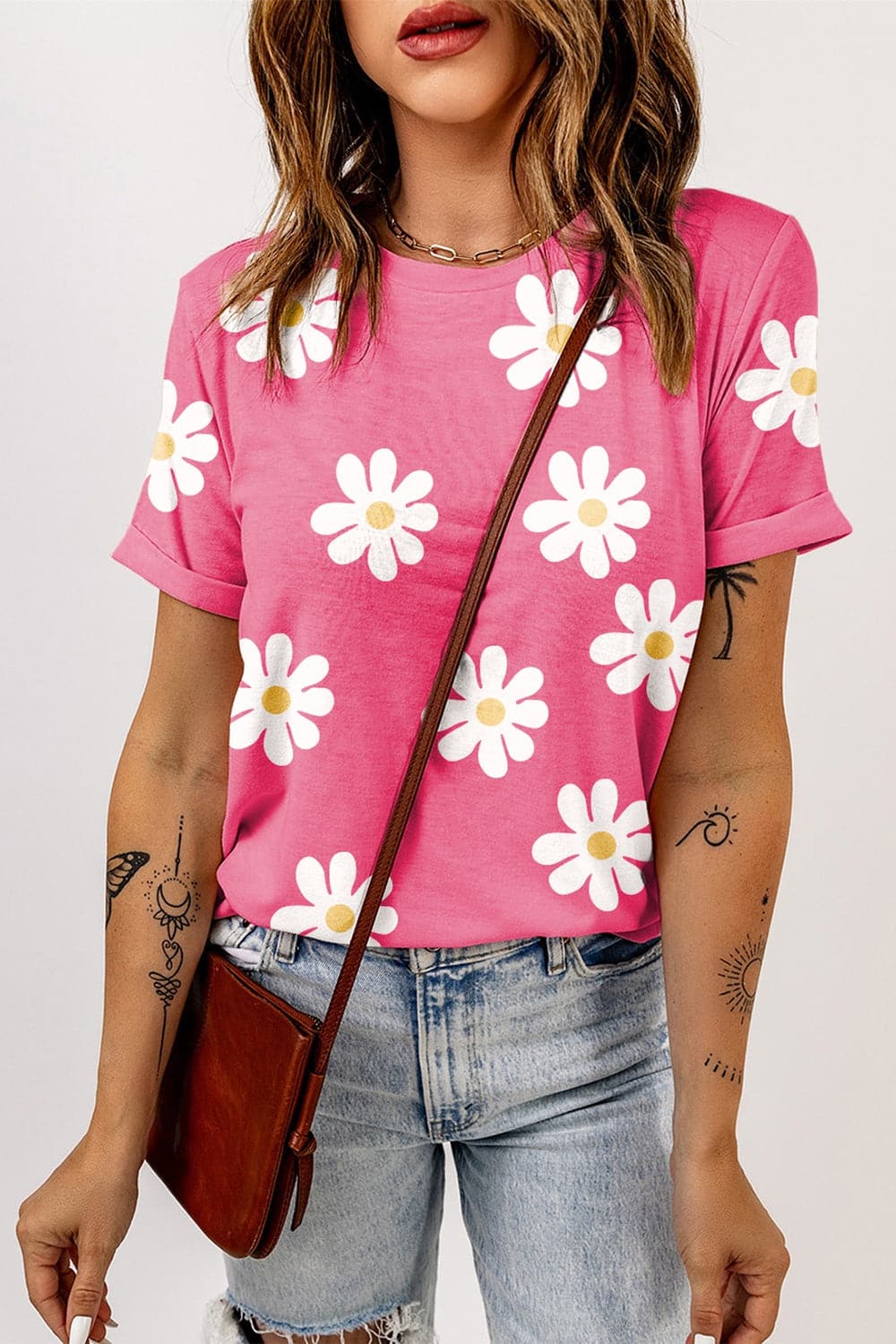 Printed Round Neck Short Sleeve T-Shirt.