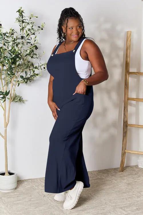 Double Take Full Size Wide Strap Overall with Pockets - Love Salve