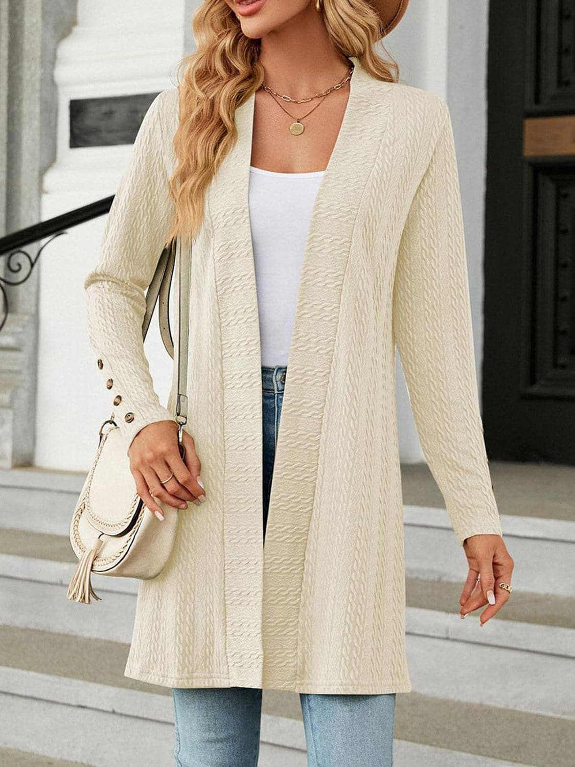 Chic long sleeve cardigan with buttons