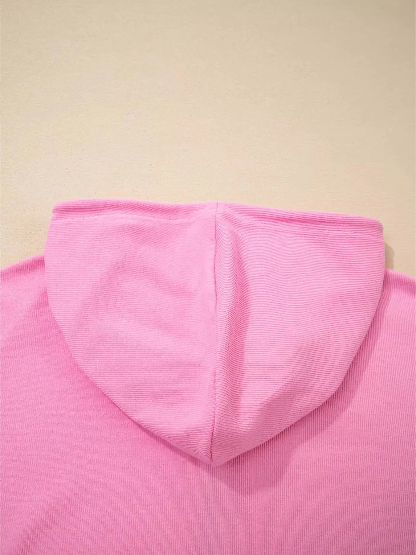 Solid Color Ribbed Zip Up Drawstring Hooded Jacket Simply Love