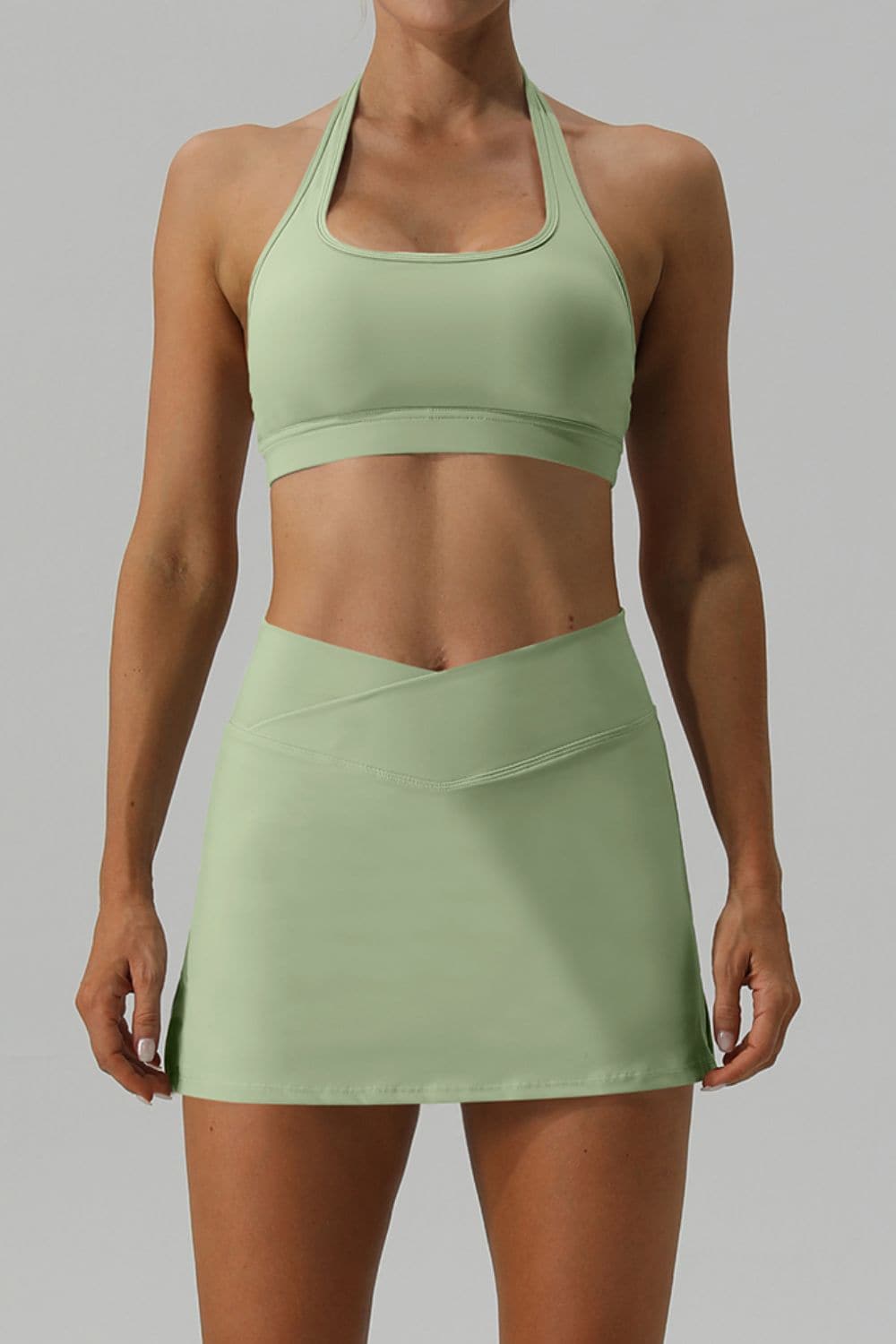 Halter Neck Tank and Slit Skirt Active Set.