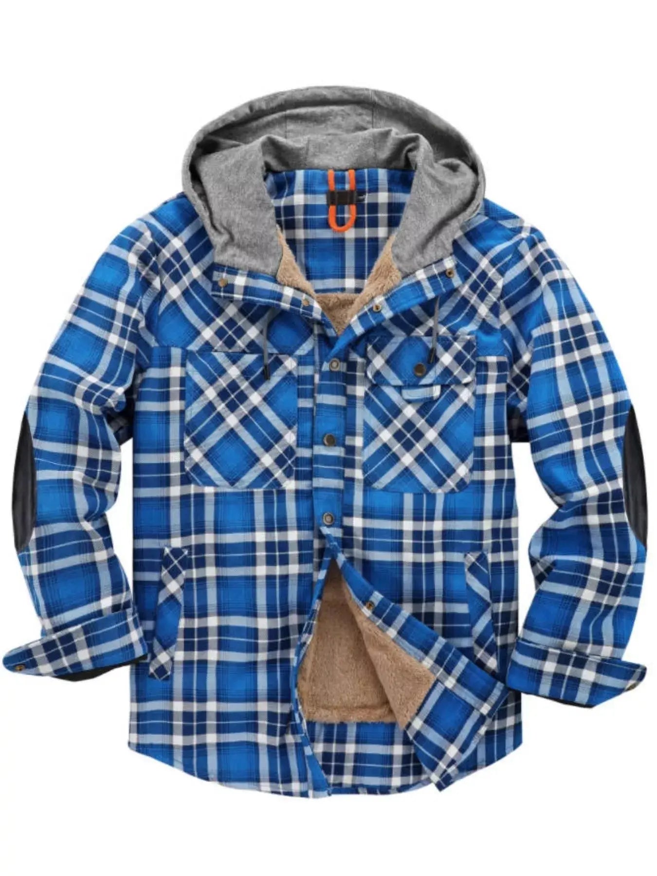 Men's Snap Down Plaid Flannel Hooded Jacket Simply Love