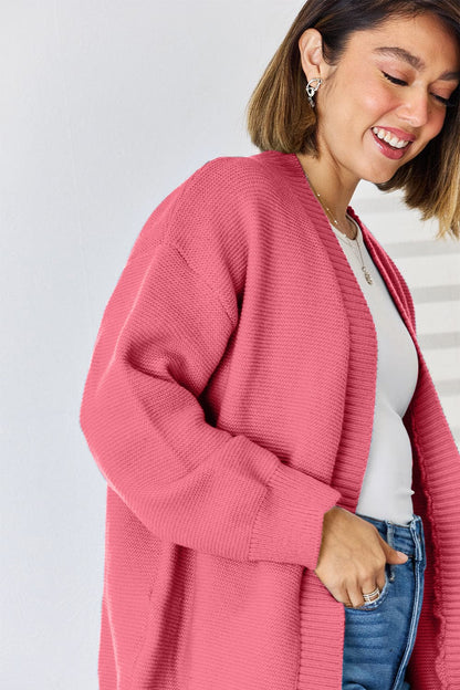 Open Front Dropped Shoulder Cardigan.