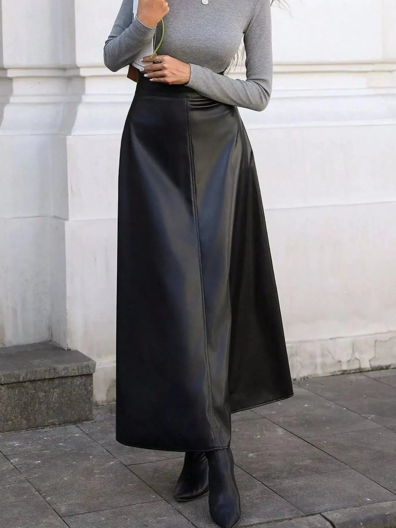 Leather A-Line Midi Skirt Simply Love
