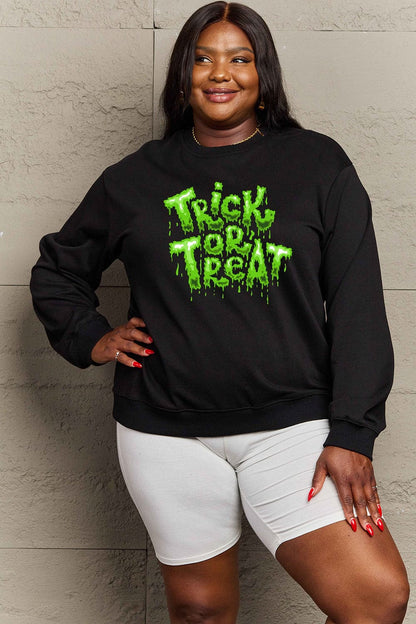 Simply Love Full Size TRICK OR TREAT Graphic Sweatshirt.