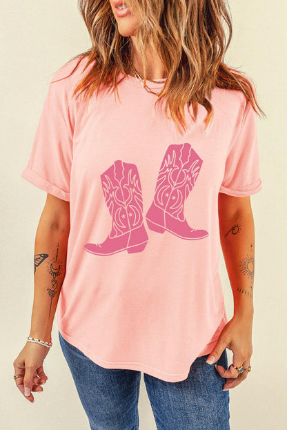 Boots Graphic Round Neck Short Sleeve T-Shirt.