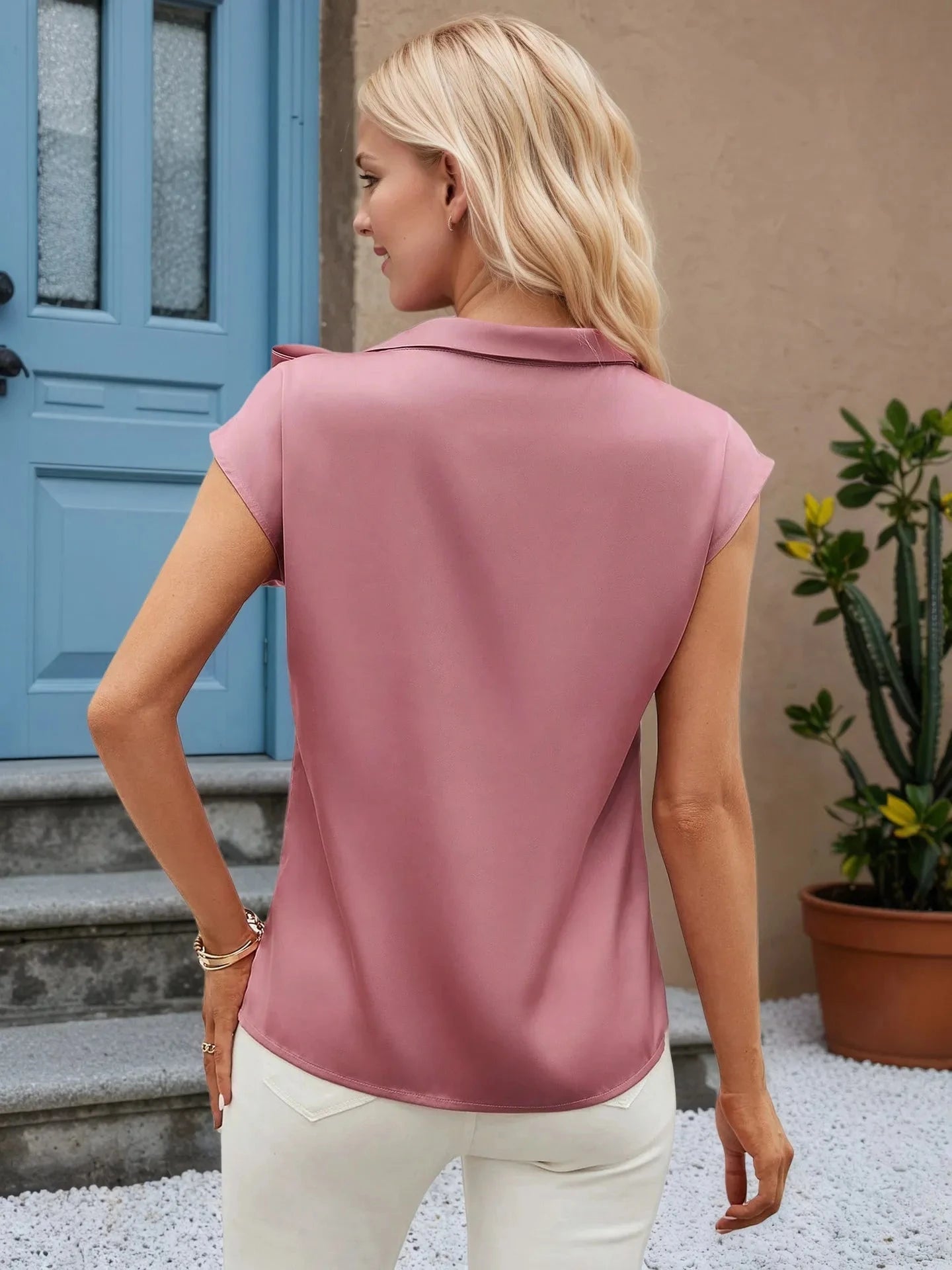 Bow Tie Cap Sleeve Blouse Coco’s Tee Boutique