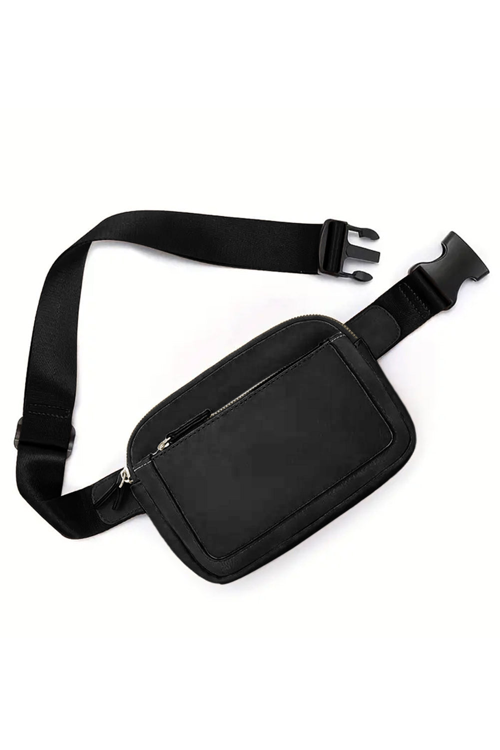 Sleek black crossbody bag with multiple zip compartments