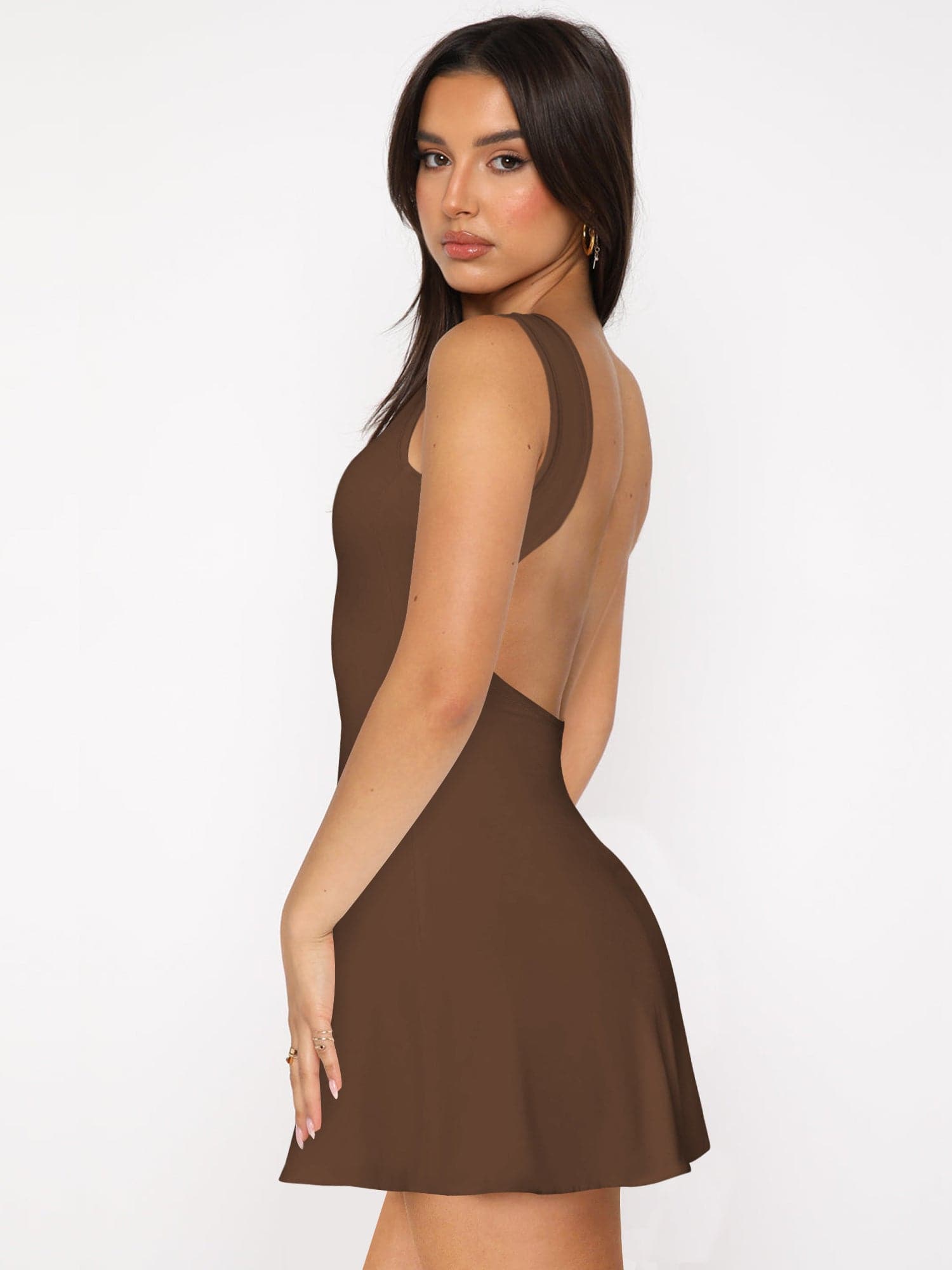 Backless Wide Strap Mini Dress.