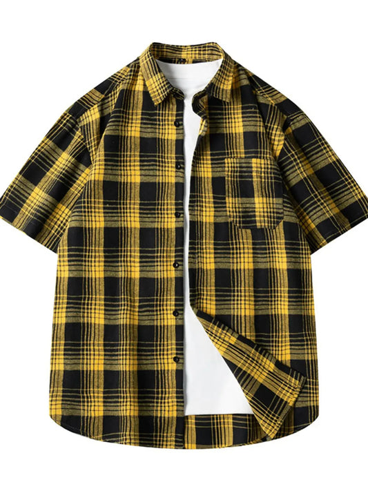 Men's Plus Size Casual Plaid Short Sleeve Shirt Simply Love