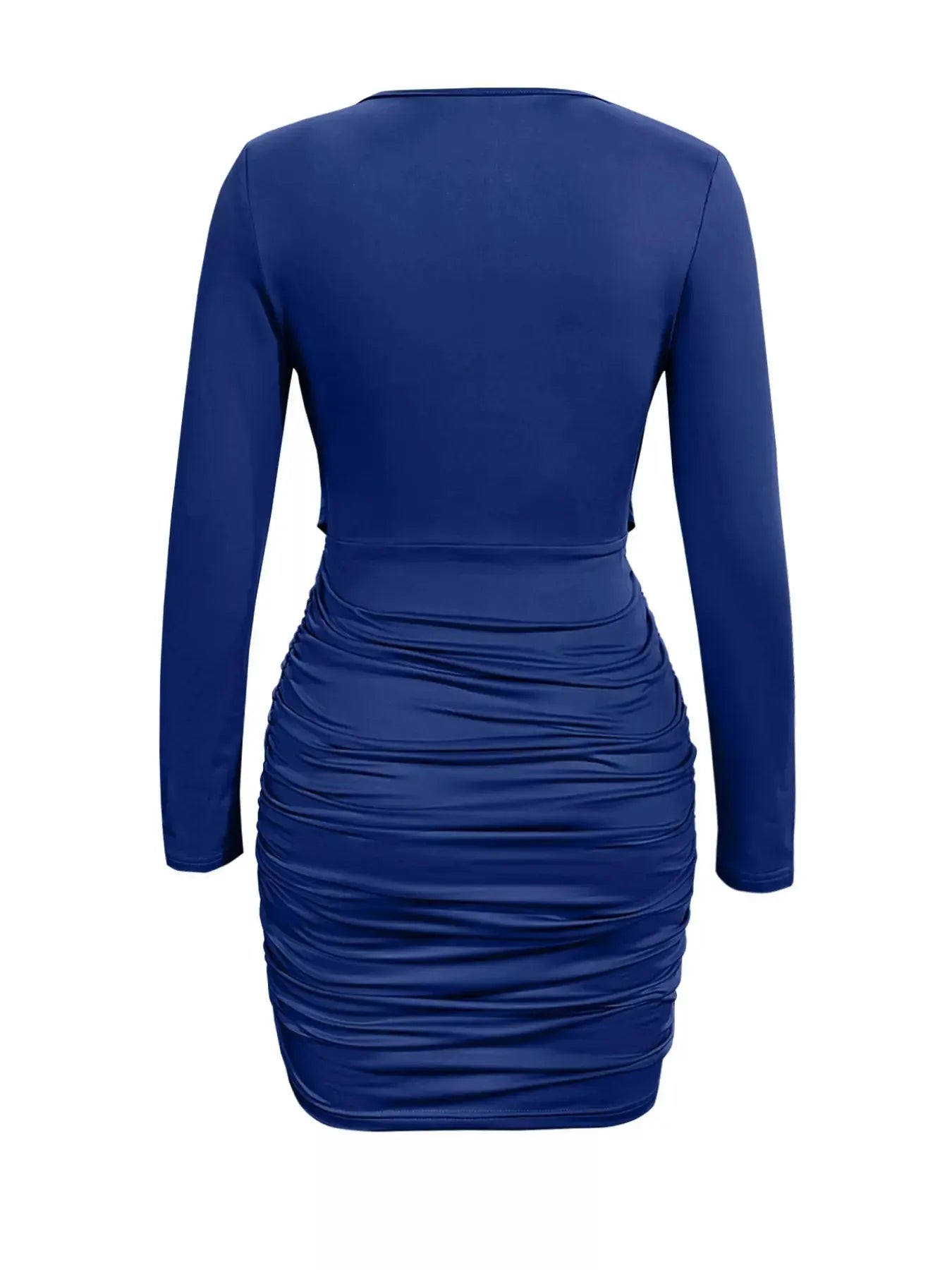 Draped V-Neck Long Sleeve Bodycon Mini Dress Simply Love