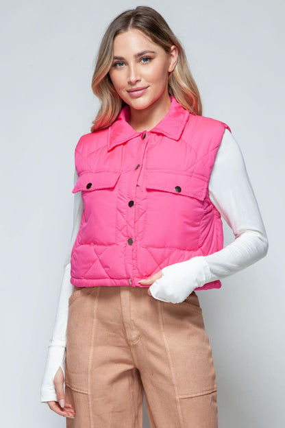 Snobbish Snap Down Quilted Crop Vest