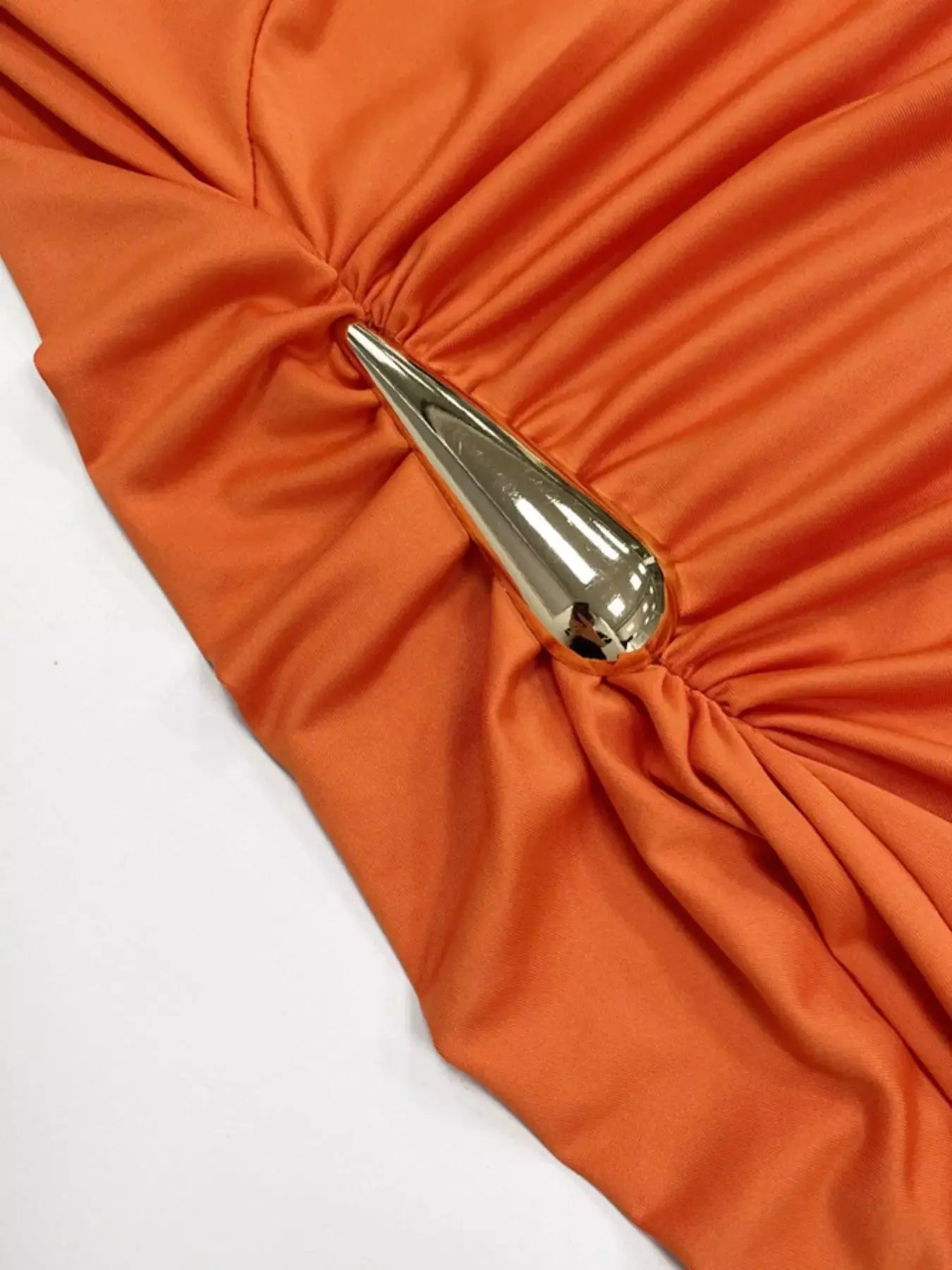 Draped Sleeveless Bodycon Maxi Dress with Metal Decorative Simply Love