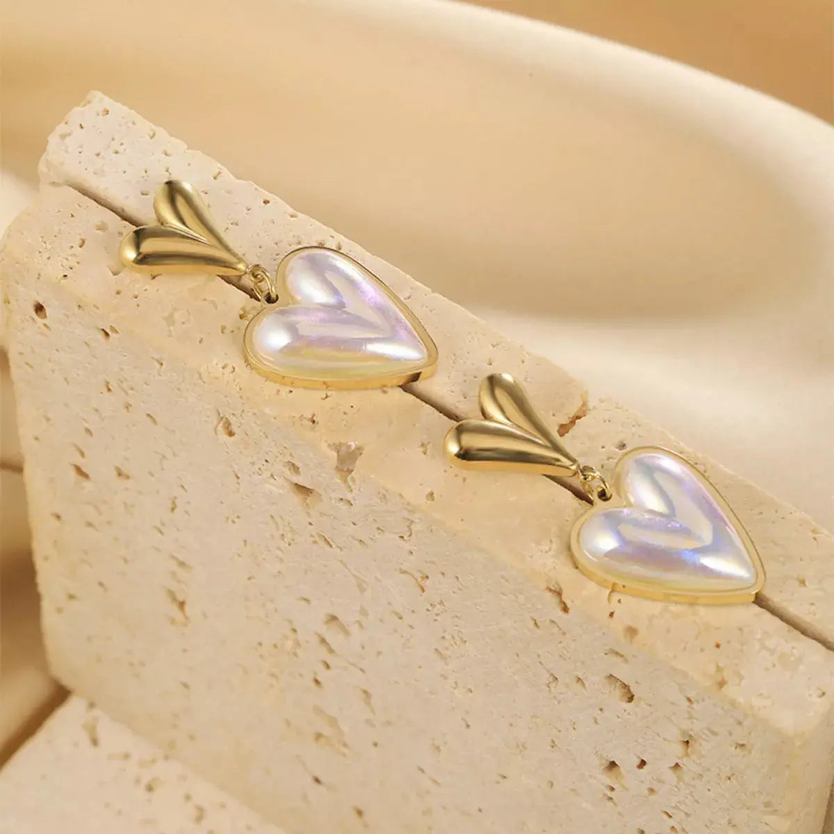 Heart-Shaped Pearl Drop Earrings Simply Love