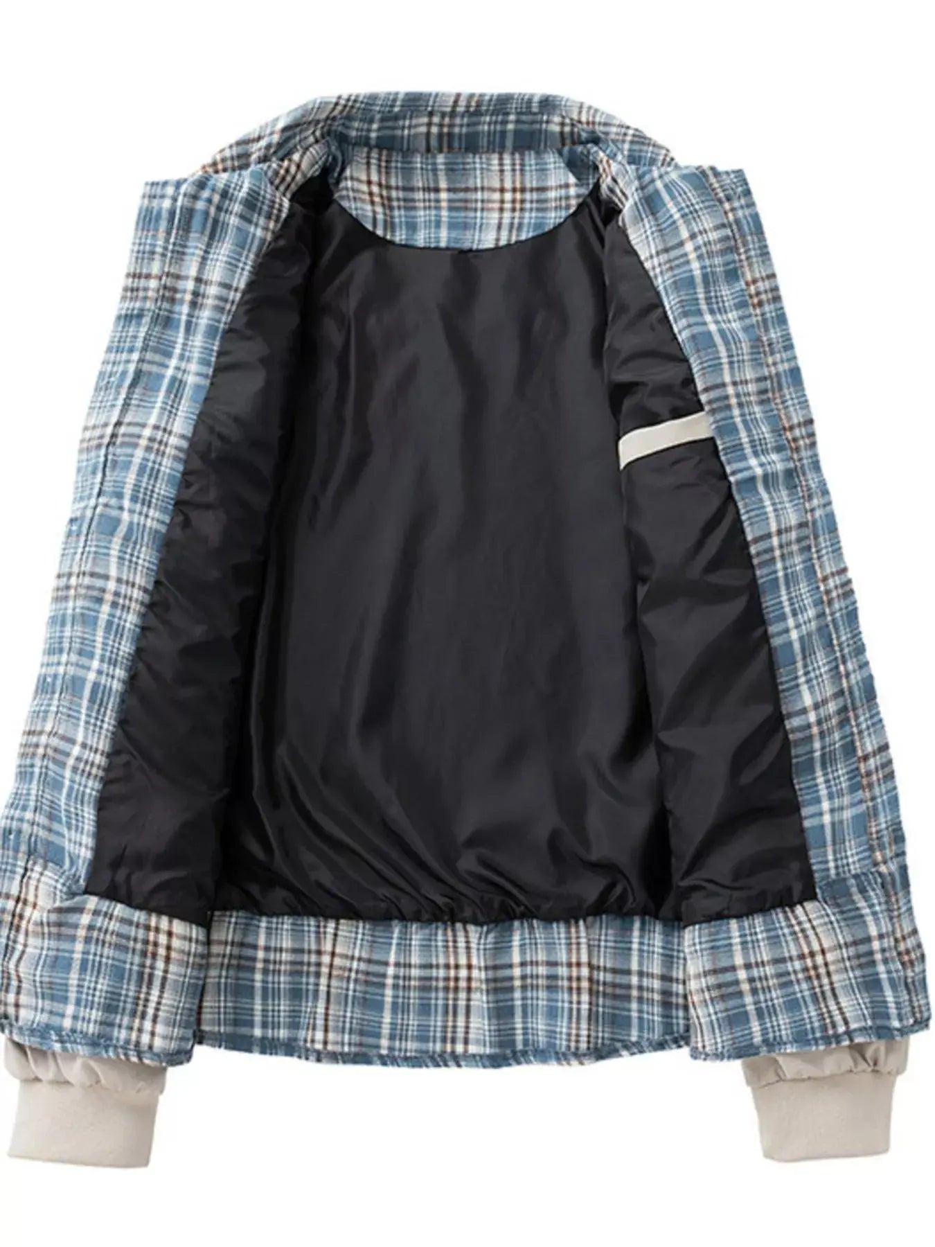 Men's Plus Size Plaid Trim Long Sleeve Jacket Simply Love