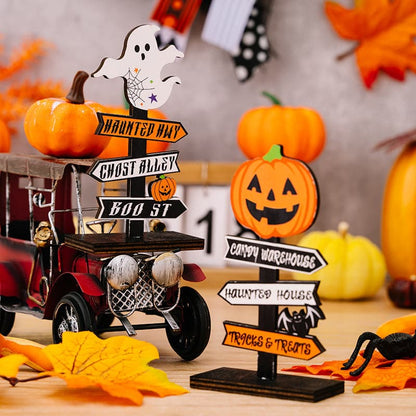 Charming wooden Halloween ornaments set