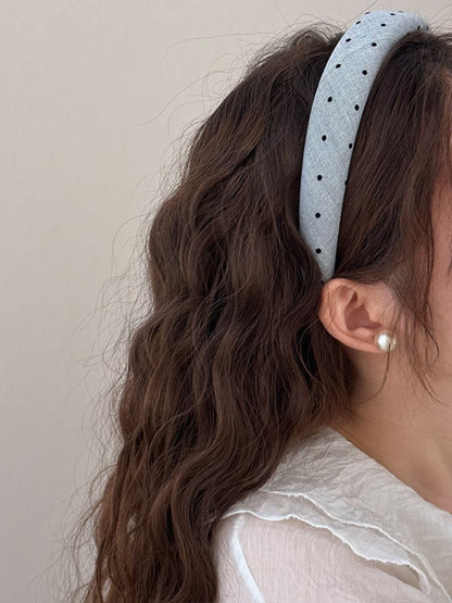 Polka Dot Polyester Wide Headband.