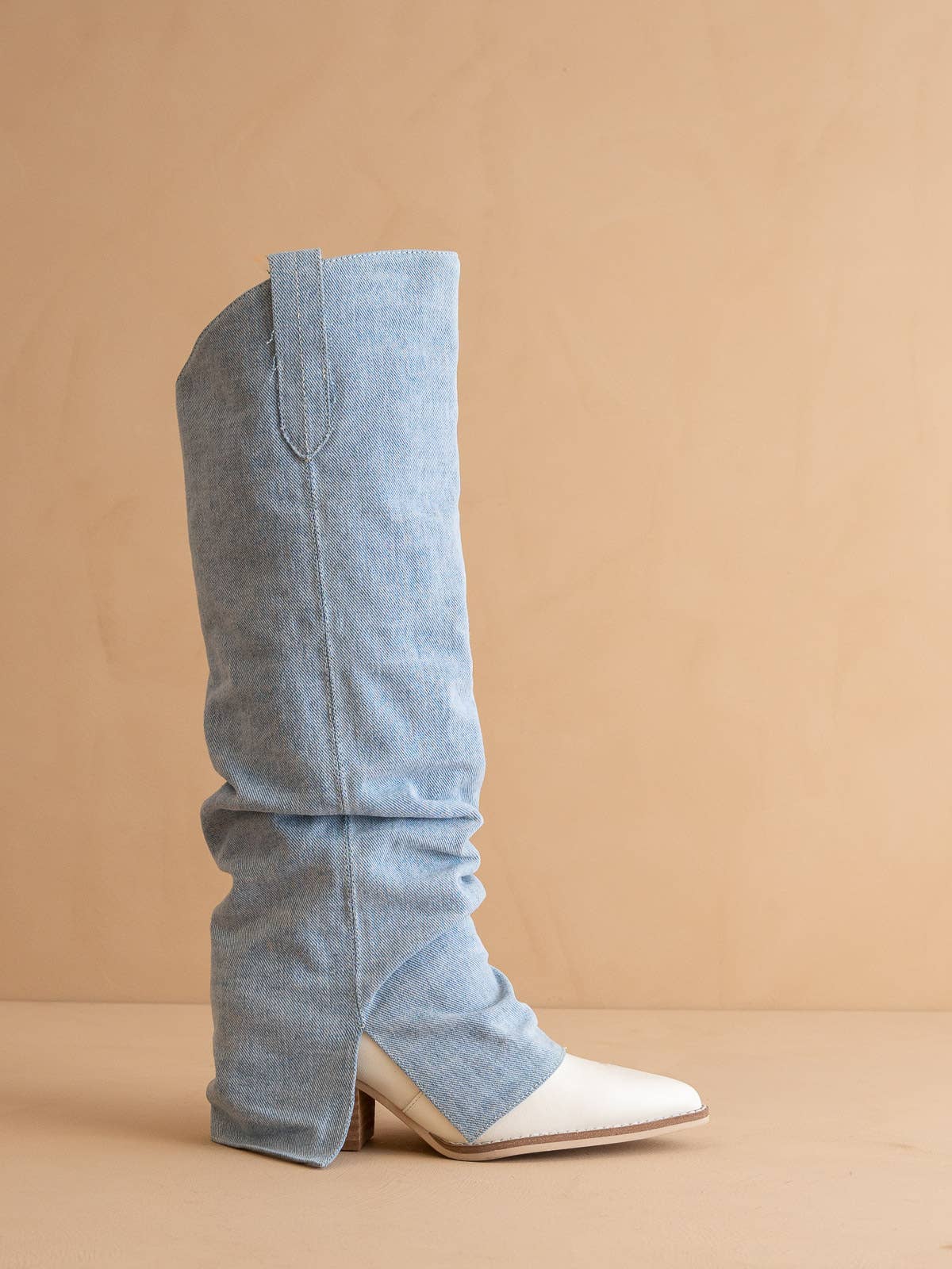 The Thea Denim | Fold Over Slit Jean Boot by Oasis Society Coco’s Tee Boutique