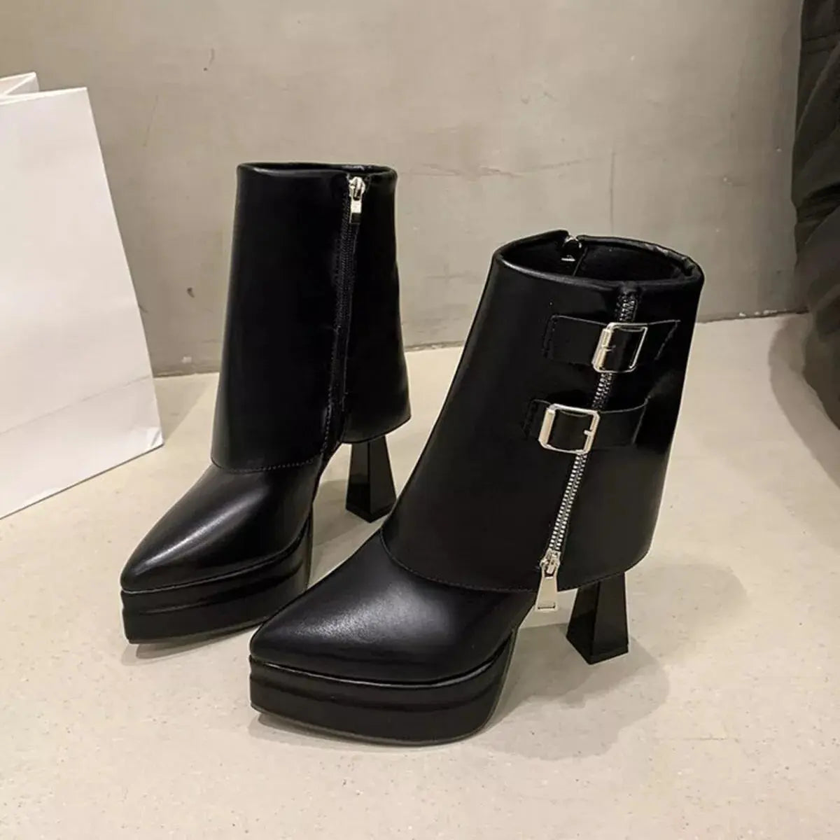 Point Toe Block Heels Boots Simply Love